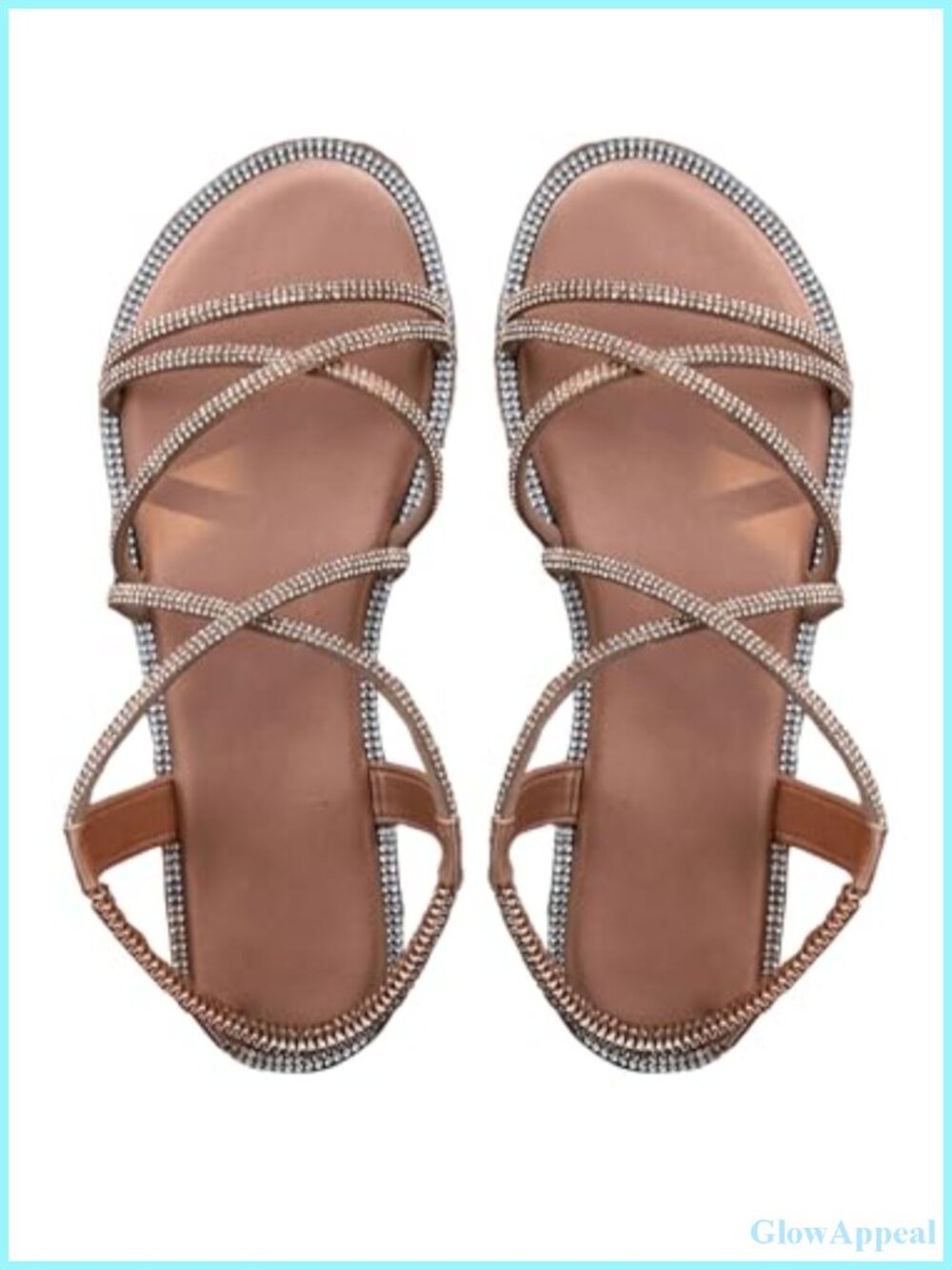 Rhinestone Strappy Flat Sandals Suedette Comfortable Casual Summer